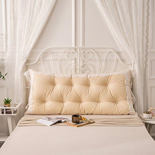 UYHSAUDGHFHE All Cotton Korean Version Double Pillow Lace Bed Sofa Cushion 100% Cotton Two-Person Long Pillow Korean Head Back-F 120x75cm(47x30inch)