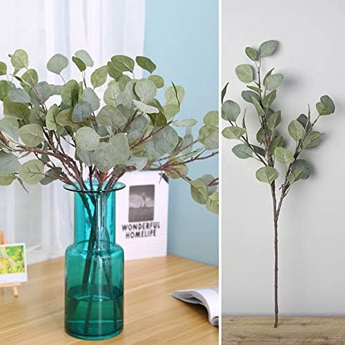 Derkoly-1Pc Artificial Eucalyptus Greenery Wedding Decor Plant DIY Bridal Bouquet Wreath - Grey White