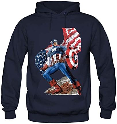 Captain America Mens Hoodie Sweatshirt M Navy