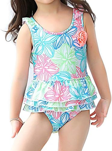 Saidi girls one piece swimsuit Flowers (L(6))