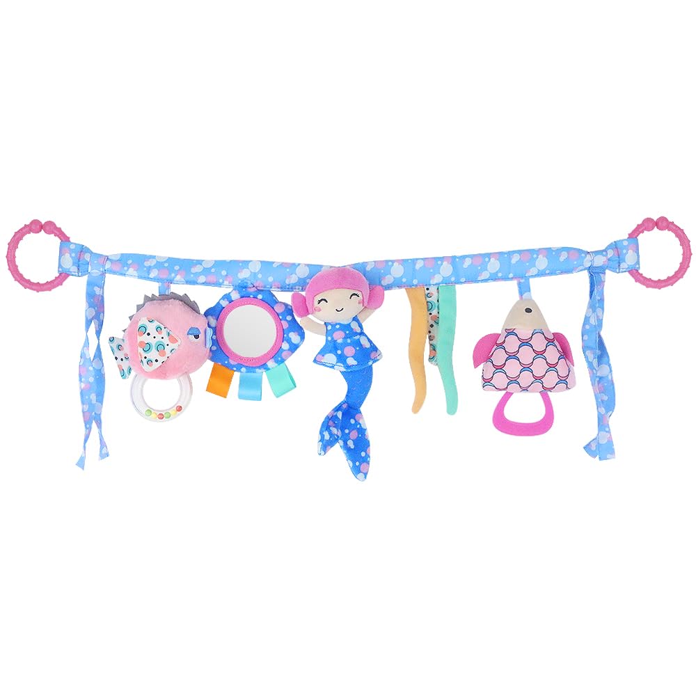 caterbee Baby stroller mobile chain toy, Flexible hanging Toys with Mirror and Colourful Plush Animal Cot for 0+ months. (Mermaid)