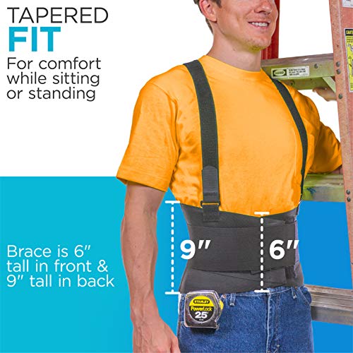 BraceAbility Industrial Work Back Brace Removable Suspender Straps