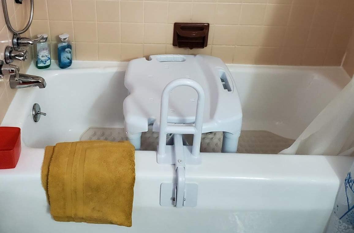 FixtureDisplays Adjustable Bathtub Safety Rail Shower Grab Handle Bar Edge Mount Clamp Senior Fall Prevention Handicap Bathtub Grab Bar 15265-NF No : Office Products
