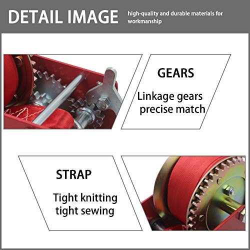 OPENROAD Boat Winch 2500lbs Hand Winch, with 32ft Red Strap and 2 Speed switchable, for Boat Trailer Towing Winch… - Image 3
