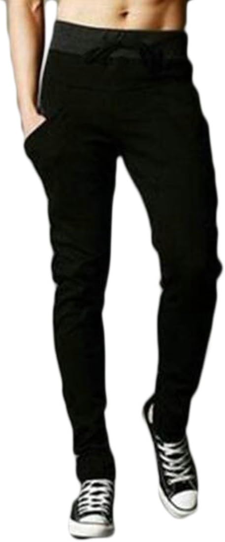 C&H Mens Drawstring Sweatpants Casual Mid Rise Chic Harem Slim Simple Pants