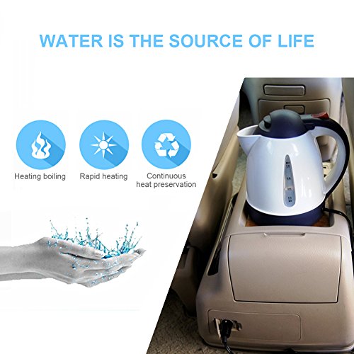 Fdit Portable Car Electric Kettle Travel Car Cigarette Lighter Off