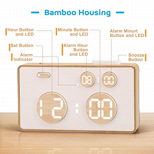meross Digital Alarm Clock for Bedroom, Table Clock，5 Alarm Settings