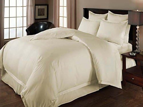 100% Egyptian Cotton 3PC Duvet Set 1000TC Ivory Solid Colour Emperor Size - By Exclusive Bedding