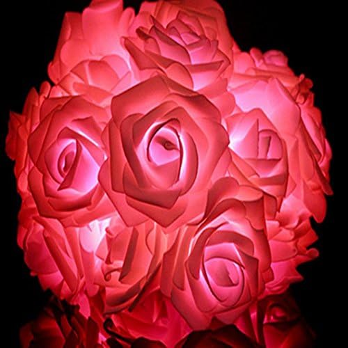 Rose Flower/Decorative String Lights,LED battery box of lights, 6.5ft/2m /20 LEDs Ideal for Wedding Xmas Halloween Diwali Christmas Thanksgiving (Red Rose)