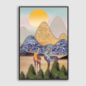 Framed Canvas Home Artwork Decoration Abstract Scenery Canvas Wall Art for Living Room, Bedroom - 16x24 inches