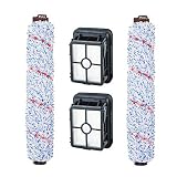 Colorfullife Replacement Gentle Clean Multi Surface 1868 Brush Roll and Vacuum Filter 1866 for Bissell Vacuum. 2 Roller Brush 2 Vacuum Filters, Compare to Part 1608683 & 160-8683.