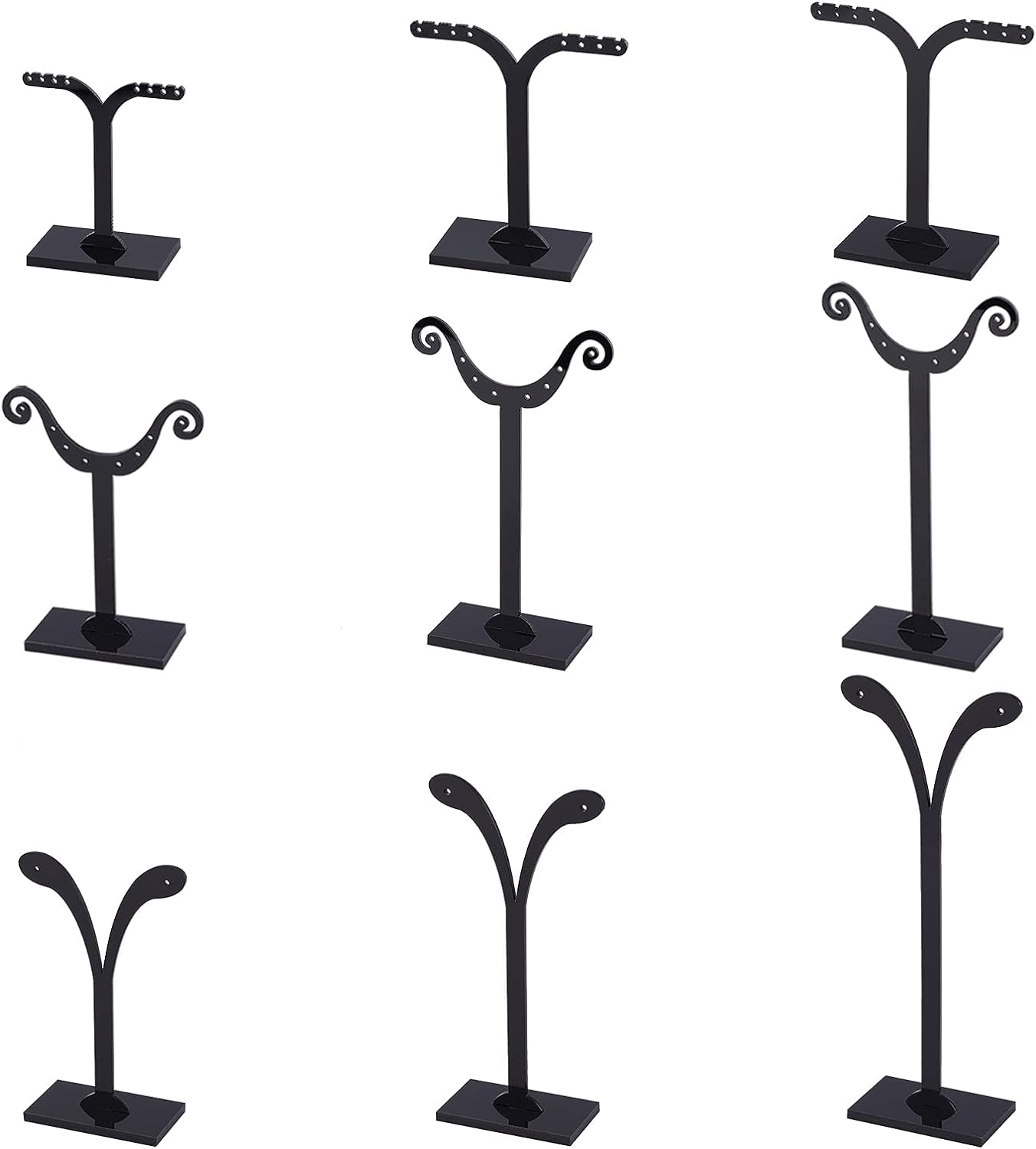 FINGERINSPIRE 9Pcs 3Styles Black Earring T Display Stand Plastic Jewelry Display Holder Tree Shape Earring Display T Stand Sets with Different Sizes for Photography Jewelry Props