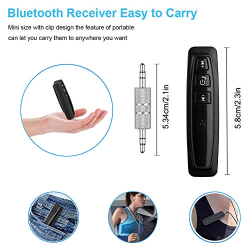 Wireless Bluetooth Receiver V4.1, Portable Hands-Free Bluetooth Car Kits 3.5mm Mini Aux Audio Jack Adapter Support TF Card for Car/Home Audio Stereo Music Streaming Sound System Headphone Speaker