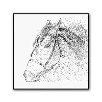 Framed Canvas Wall Art Abstract Horse Canvas Prints Home Artwork Decoration for Living Room,Bedroom - 16x16 inches