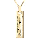 Romc Locu Pet Urn Necklaces for Ashes, Cylinder Dog Tag Cremation Jewelry for Ashes, Dog Cat Paw Print Cremation Urn Pendant Keepsake Memorial Jewelry for Pet