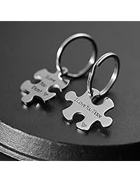 omodofo - Juego de llavero con dije de rompecabezas para él y ella, estampado