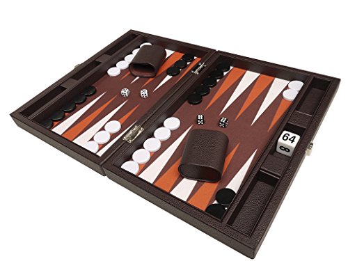 13-inch Premium Backgammon Set - Travel Size - Dark Brown Board