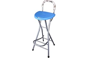 BE&XN Folding Stools for Adults Portable, 28 inch Collapsible Stool Heavy Duty, Indoor Tall Bar stools with Handle, Plastic Counter Barstool Chair for Kitchen Outdoor Travel (Blue B, H90xW31cm(35x12inch))
