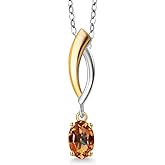 Gem Stone King 925 Silver and 10K Yellow Gold Ecstasy Mystic Topaz Pendant Necklace for Women | 0.50 Cttw | Gemstone November Birthstone | Oval 6X4MM | With 18 Inch Silver Chain