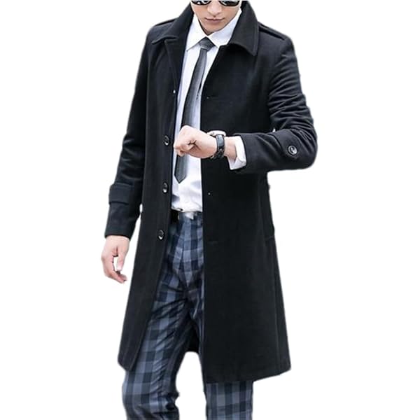 Mens Duffle Coat Wool Blend Single Breasted Walking Toggle Coats