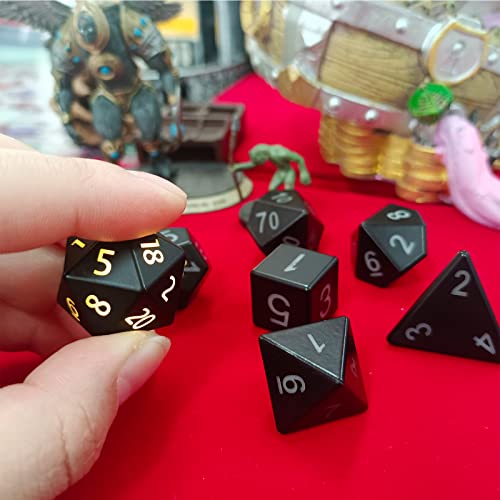 Rechargable DND Dice Set, Light Up Dice with Charging Box, 7 PCS LED Electronic Dices, Dungeons and Dragons Dice Polyhedral Dice Sets for MTG Pathfinder Role Playing Game (Black Shell + Warm Light)