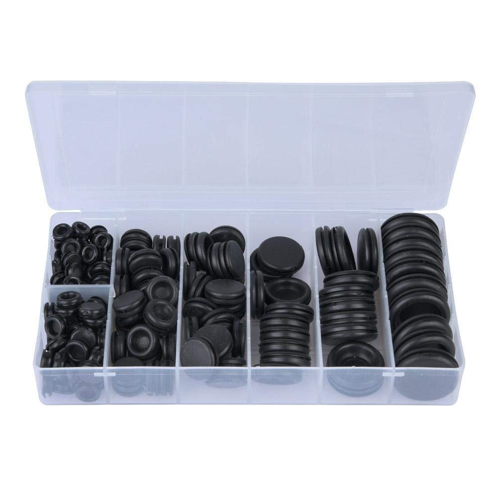 Rubber Grommet, 200pcs Black 3/16" /8" /4" /16" /8" /2" /8" /4" Rubber Grommet Sealing Ring Set