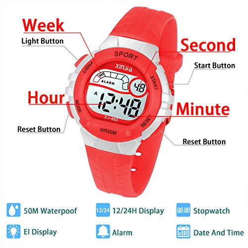 3 Digital+Waterproof+Multi+Functional+WristWatches+Children