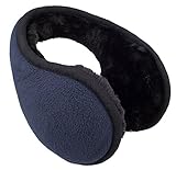 Knolee Unisex Classic Fleece Earmuffs Foldable Ear Muffs Winter Accessory Outdoor EarMuffs (One size, Navy blue)