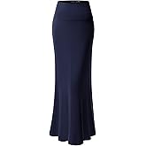 URBAN K Womens Basic Foldable High Waist Regular and Plus Size Maxi Skirts