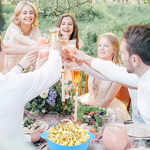 Microwave Popcorn Popper, HIPPIH 100% BPA Free Silicone Popcorn Maker with FDA approved, Collapsible Popcorn Bowl With Lid and Handles for Homemade Popcorn-Light Blue - Thumbnail 6
