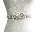 E-Clover Bridal Crystal Rhinestone Wedding Dress Sash Belt With Ribbon (Black)