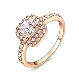 AnaZoz Jewelry Square Shape Zirconia Wedding Rings for Women 18K Rose Gold Plated Genuine SWA Elements Crystal Ring 21*10mm US Size