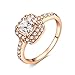 AnaZoz 18K Rose Gold Plated Genuine SWA Elements Austrian Crystal Princess Cut Engagement Rings Diamond(Lab Created)