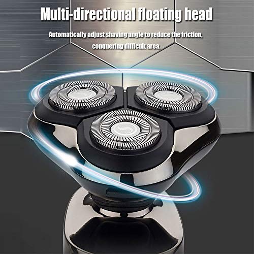 Men's USB Rechargeable Cordless 3D Rotary Electric Razor IPX7 Waterproof LCD Display Shaving Machine Floating Blades Wet and Dry Whole Body Washable Shaver