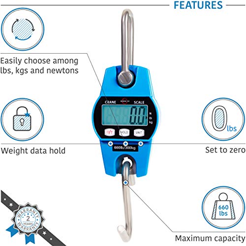 𝗣𝗥𝗢𝗙𝗘𝗦𝗦𝗜𝗢𝗡𝗔𝗟 Digital Hanging Scale 660 LB 300 KG Heavy Duty