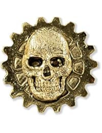 Creative Pewter Designs Gear Skull Steampunk 22k Gold Plated Lapel Pin, Brooch, Jewelry, GG34