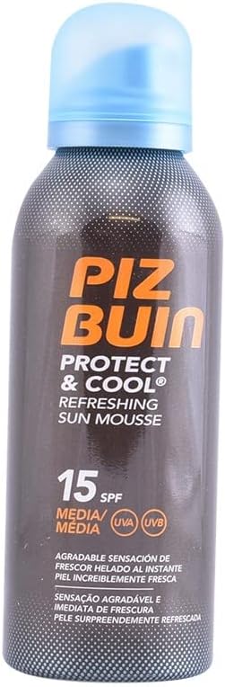 Piz Buin Protect & Cool Sun Mousse SPF 15 Refreshing 150ml UVA UVB Protection