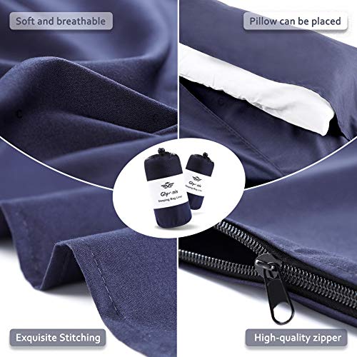 Glymnis Sleeping Bag Liner Camping Sleeping Sheet Lightweight Summer Travel Camping Hotel Sleeping Bag Sheet for Traveling Hotels Camping Backpacking XL Navy Blue