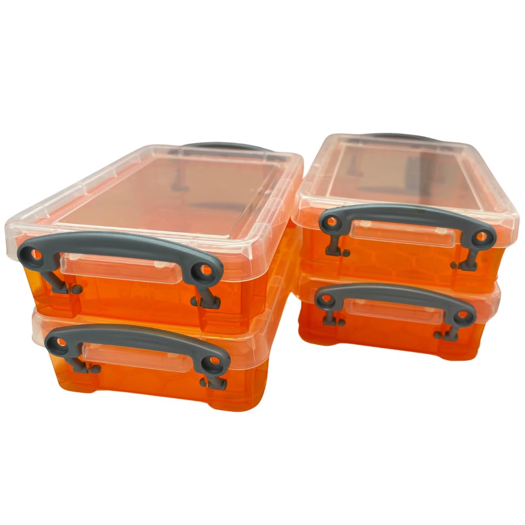 Really Useful Plastic Storage Box 0.35 Litre (Pack of 4) (Orange)