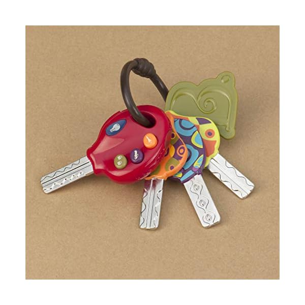 B-toys-BX1941Z-LucKeys-4-Textured-Toy-Keys-for-Babies-and-Toddlers-Flashlight-and-Car-Sounds-100-Non-Toxic-and-BPA-NylonA B. Toys, LucKeys 4 Textured Toy Keys for Babies and Toddlers, Flashlight and Car Sounds, 100 percent Non-Toxic and BPA…