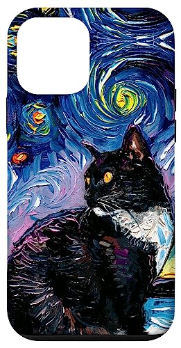 Tuxedo Cat on Beach Starry Night Impressionist Kitty Artwork Case for iPhone 12…