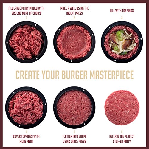 Non Stick Burger Press Patty Maker + 40 Wax Paper Discs, Easy to Use