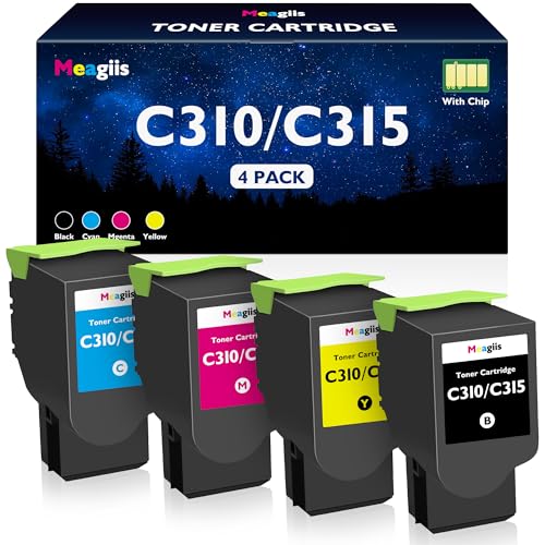 Meagiis C310 C315 Toner Cartridge Compatible with Xerox C310 C315 Toner 006R04356 006R04357 006R04358 006R04359 for Xerox C310 C310DNI C310DNIM C315 C315 DNI (1 Black, 1 Cyan, 1 Yellow, 1 Magenta)