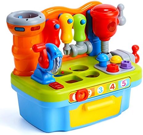 Car Guardiance Premium Musical Learning Workbench Children’s Toy by DanPanda – Fun & Educational Construction Pretend PlaySet for Kids, 7 Different Tools, RealSound Effects & LED Lights