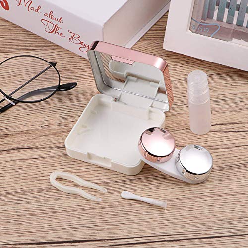 sansheng 2Sets of Mini Travel Contact Lens Box Sets, Support Lens Box, Contact Lens Fixed Lens Box(Rose Gold)