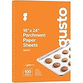 GUSTO [16 x 24 Inch - 100 Count] Pre-Cut Parchment Paper Baking Sheets, Non-Stick, Unbleached, Parchment Paper Sheets for Baking & Cooking - White - Formerly Comfy Package