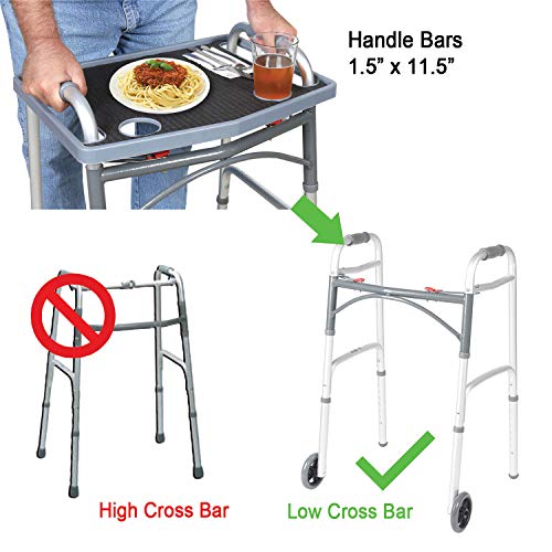 Support Plus Walker Tray Table Accessory with Non-Slip Mat/Cup Holders (21"x16") - Royal Blue