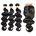 ZILING Brazilian virgin hair body wave with lace closure human hair bundles with closure extensions hair (10 12 14 w 10 middle part)