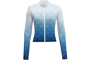 Mlvekrt Womens UPF 50+ Long Sleeve Jacket Full Zip Running Workout Slim Fit Yoga Lightweight Sportwear with Thumb Holes