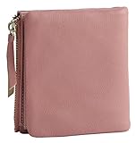 ETIAL Womens Lambskin Leather Small Bifold Wallet Zip Coin Purse